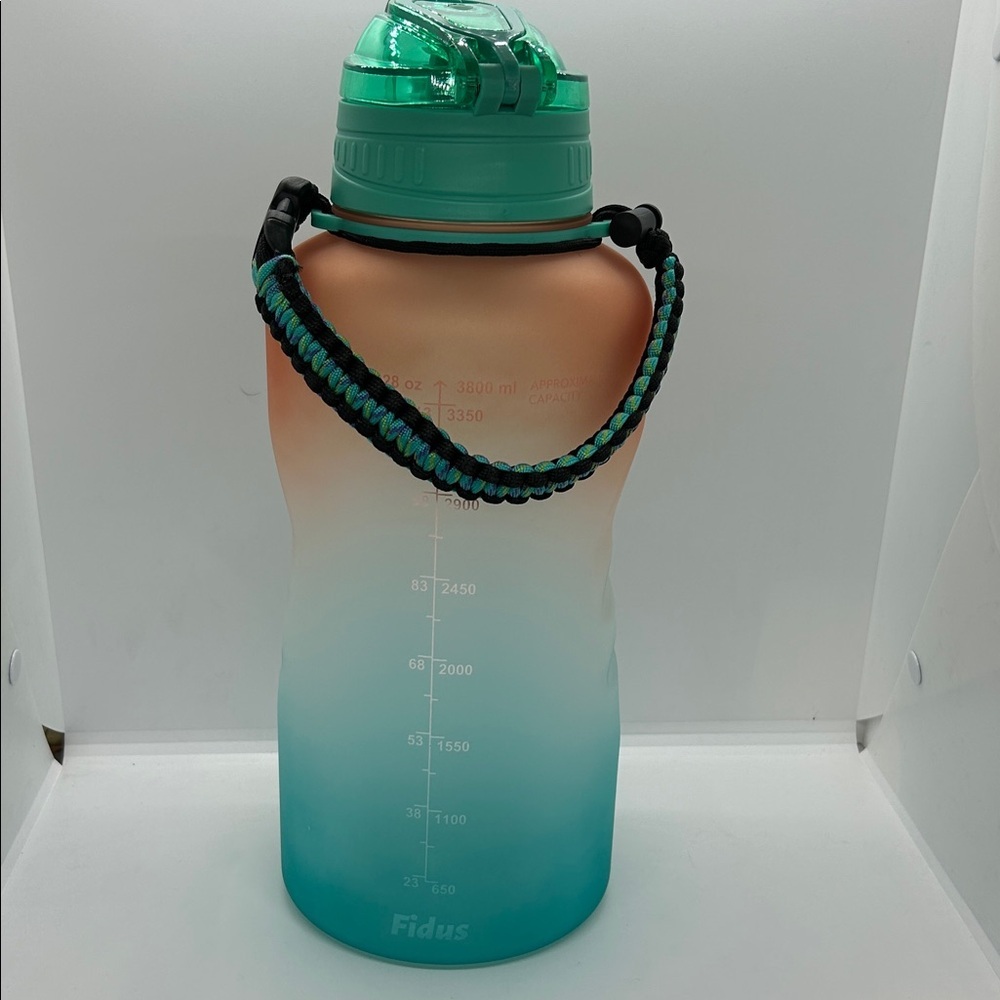 Large 1 Gallon 128oz Motivational Water Bottle Time Marker & Straw BPA-Free Gym